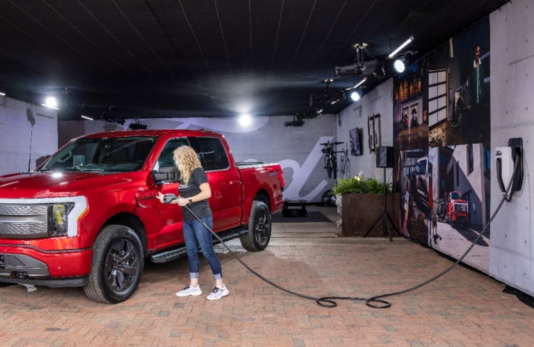 2022 Ford F-150 Lightning Charging in Garage
