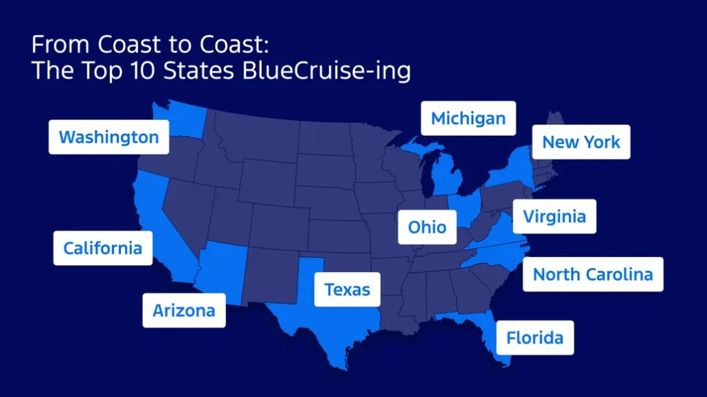 Top 10 U.S. States Using Ford BlueCruise
