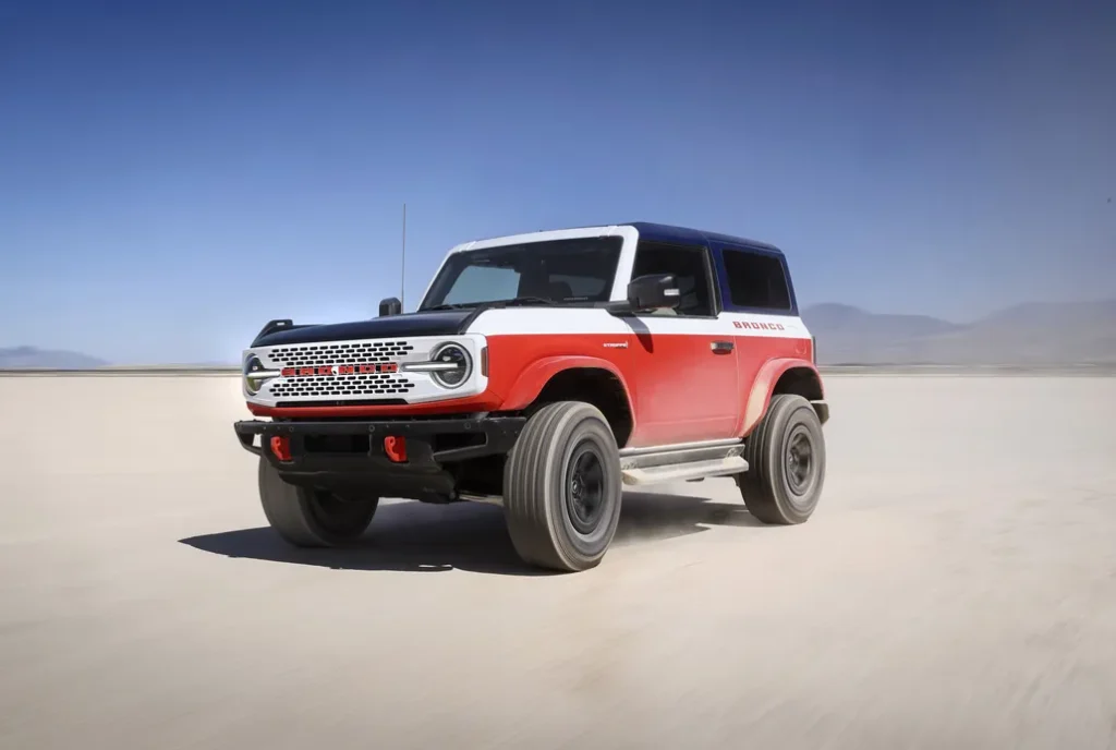 Ford Bronco Stroppe Special Edition Driving in a Desert Front 3/4 View