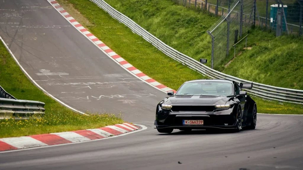 Ford Mustang GTD Driving on a Racetrack Front View