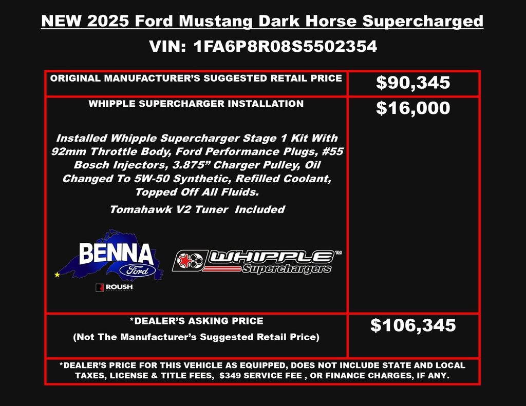 2025 Ford Mustang Dark Horse Supercharged Whipple Stage 1