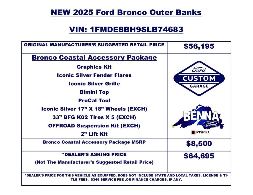 2025 Ford Bronco Outer Banks Coastal Package