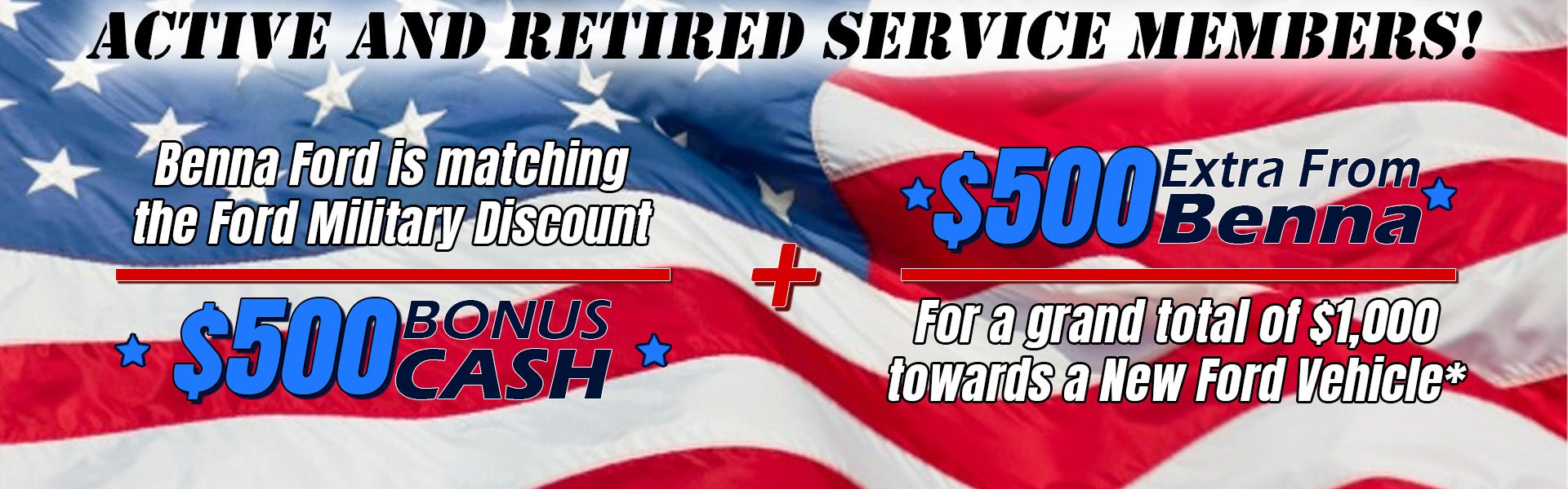 Benna Ford is matching Ford's Military Discount