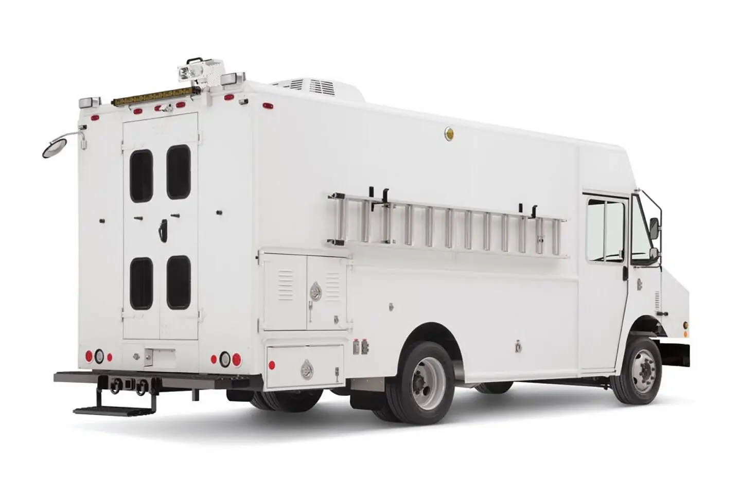 2025 Ford E-Series Stripped Chassis with Box Cargo Truck Upfit Rear Side View