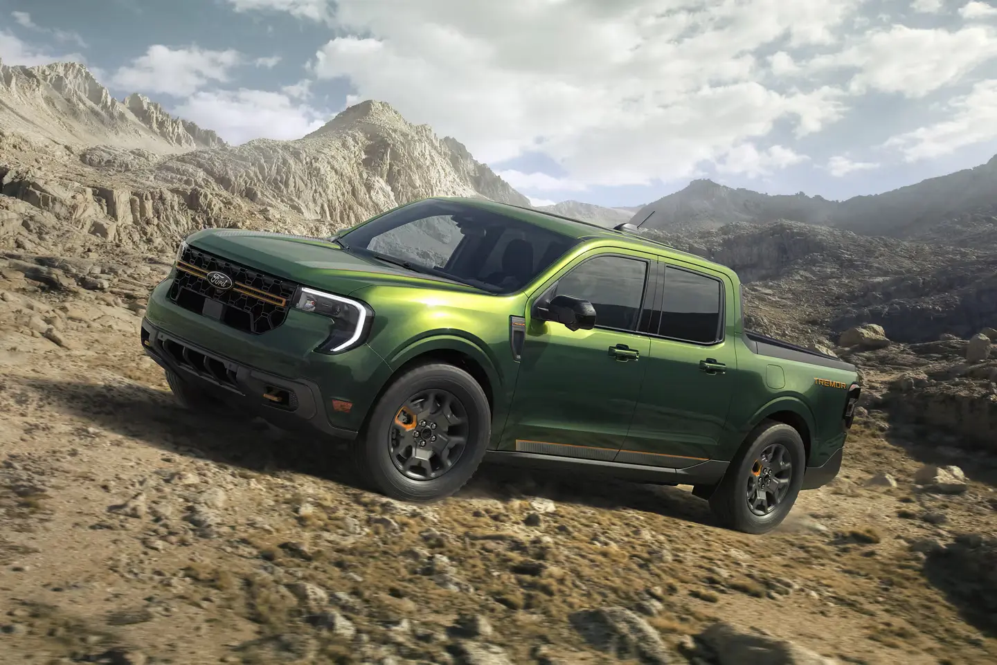 Exterior Side and Front View of the 2025 Ford Maverick Small Pickup Truck Off Road
