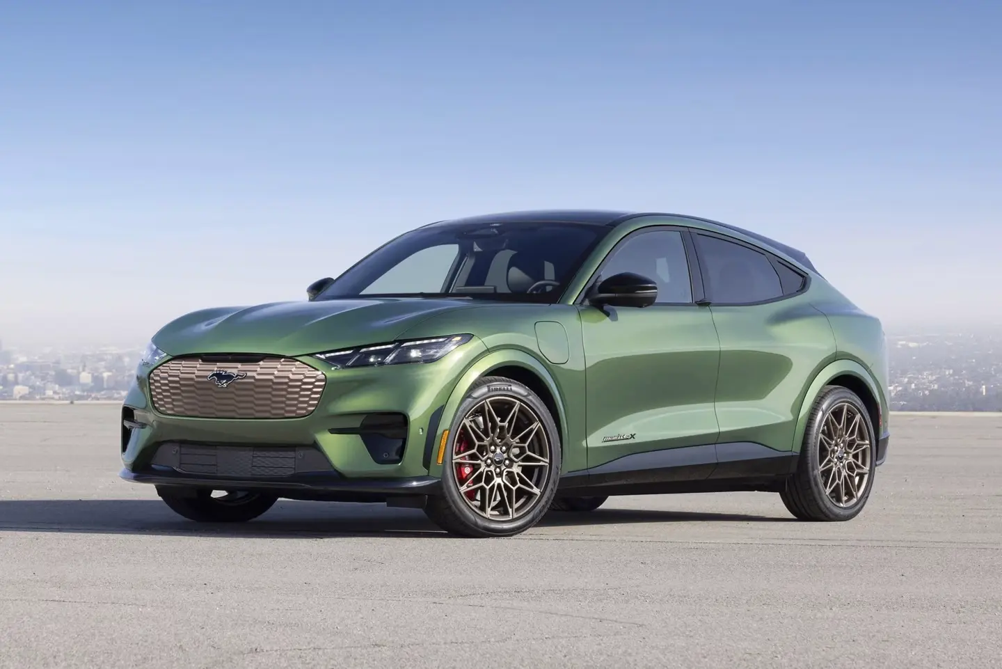 Green 2025 Ford Mustang Mach E Side View